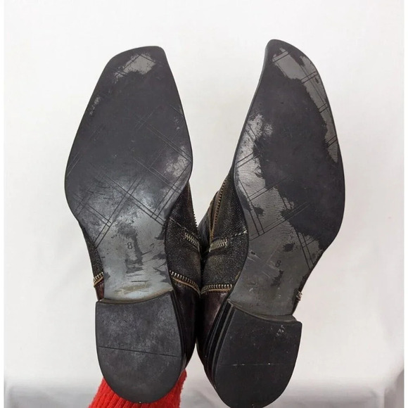 Robert Wayne REPUBLIC Boot Mens Sz 8 Black Zipper & Denim Trim Embellished $410 - Picture 12 of 14